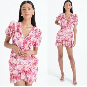 Showpo Pink Floral Mini Dress